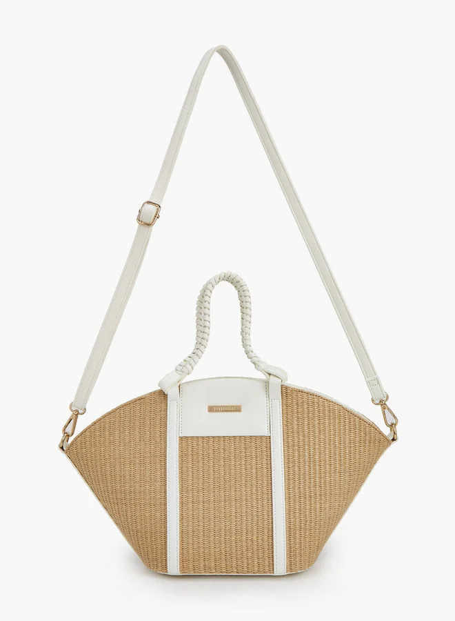 Peppermint Textured Tote Bag With Double Handle